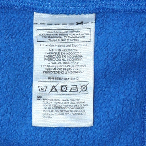 adidas Men Blue Full Zip Hoodie XL Fleece Sportswear Sweatshirt