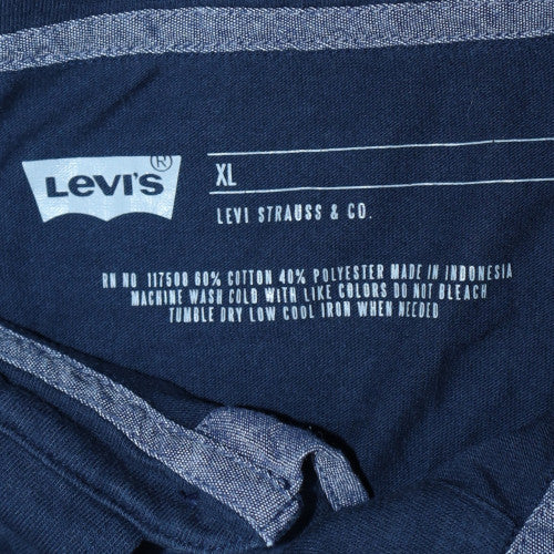 Levi's Men's Navy Blue XL Polo Shirt Cotton Blend Short Sleeve
