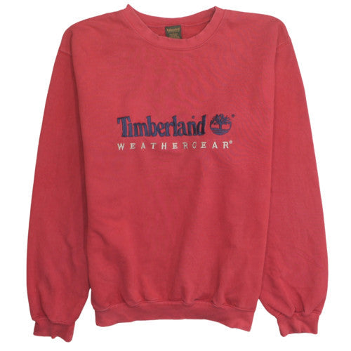 Timberland Mens Red Embroidered Crew Neck Sweatshirt L Classic Style
