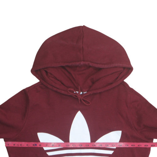 Adidas Womens Burgundy Pullover Hoodie Size 16 Logo Print Cotton