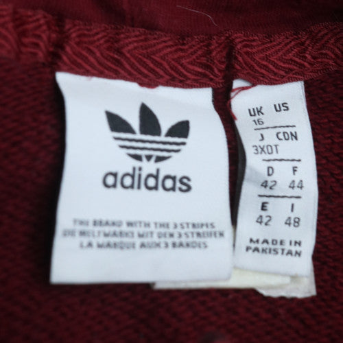 Adidas Womens Burgundy Pullover Hoodie Size 16 Logo Print Cotton