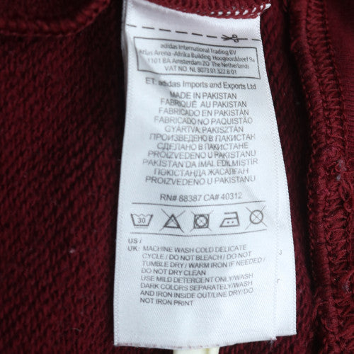 Adidas Womens Burgundy Pullover Hoodie Size 16 Logo Print Cotton