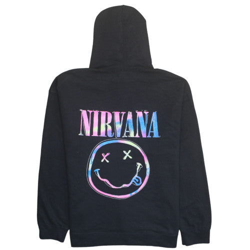 Nirvana Women's Black Pullover Hoodie Small Graphic Print Cotton Blend
