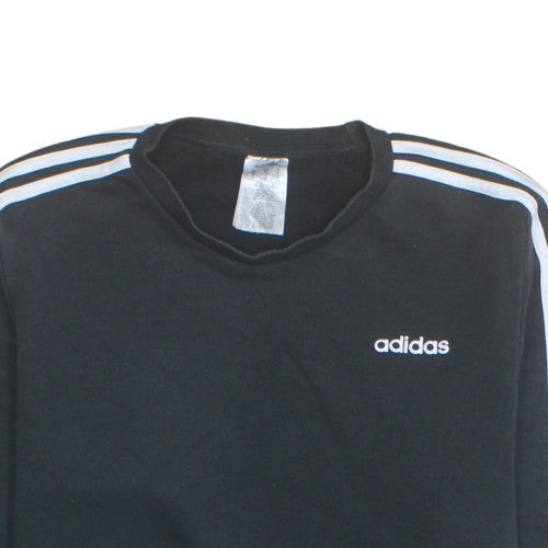Adidas Mens Black XL Crew Neck Pullover Sweatshirt with Stripes