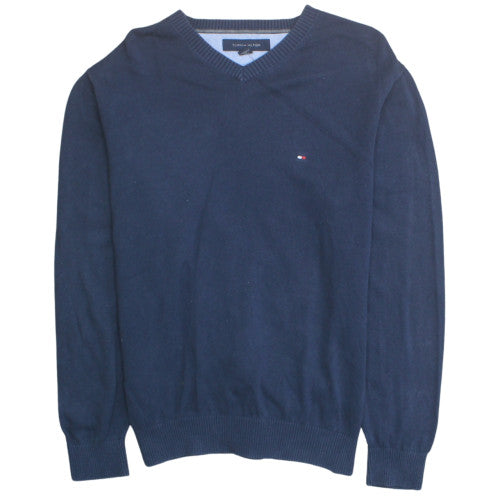 Tommy Hilfiger Men’s Blue Cotton V-Neck Pullover Jumper M