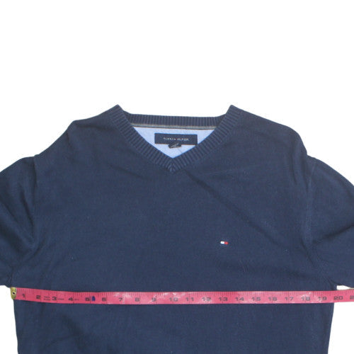 Tommy Hilfiger Men’s Blue Cotton V-Neck Pullover Jumper M
