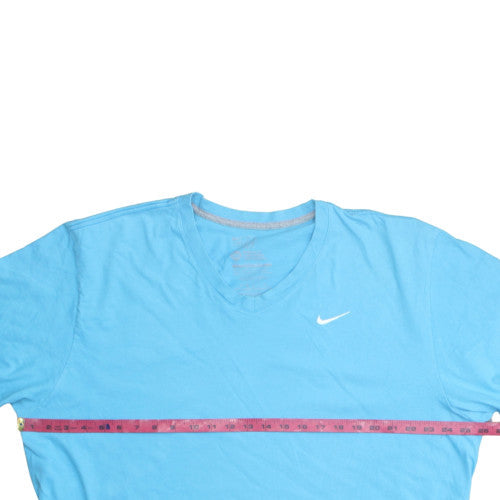 Nike Men's Blue V-Neck Short Sleeve Cotton T-Shirt 2XL Regular Fit