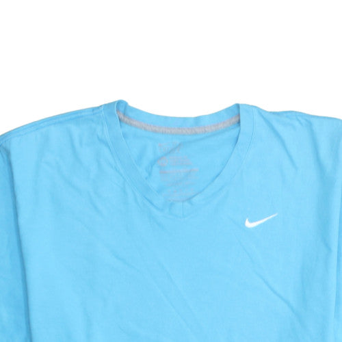 Nike Men's Blue V-Neck Short Sleeve Cotton T-Shirt 2XL Regular Fit