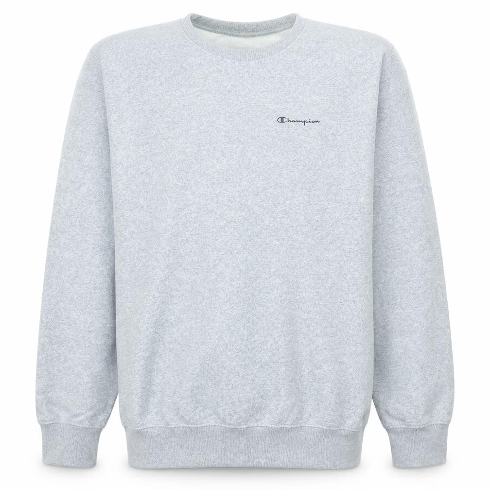 Front view of Champion Men's Grey Medium Pullover Crew Neck Sweatshirt