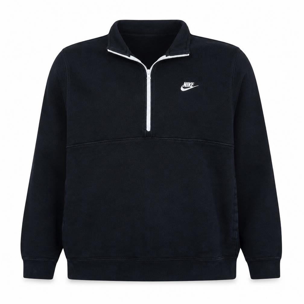 Nike Men Black 1/2 Zip Fleece Sweatshirt L Regular Sportswear