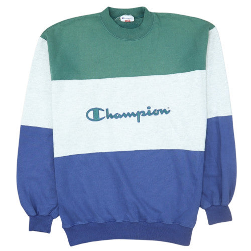 Champion Men's Blue Green Grey XL Retro Pullover Sweatshirt