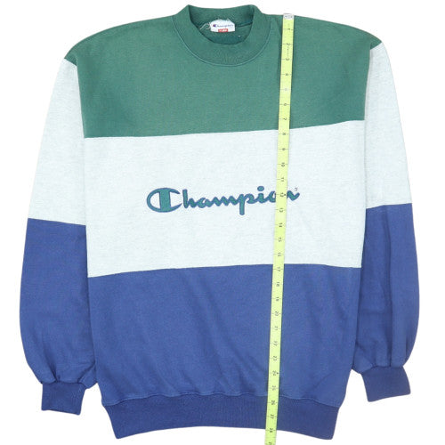 Champion Men's Blue Green Grey XL Retro Pullover Sweatshirt