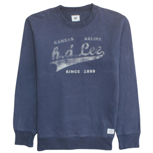 Lee Men's Blue Crew Neck Graphic Sweatshirt Size S Pullover