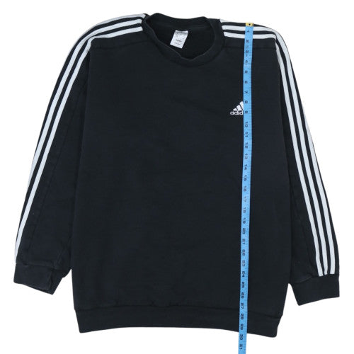 adidas Men Black 2XL Pullover Sweatshirt with Logo Stripes