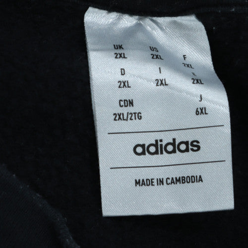 adidas Men Black 2XL Pullover Sweatshirt with Logo Stripes