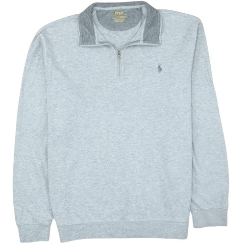 Ralph Lauren Men's Grey 1/4 Zip Collared Sweatshirt Size L