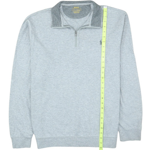 Ralph Lauren Men's Grey 1/4 Zip Collared Sweatshirt Size L