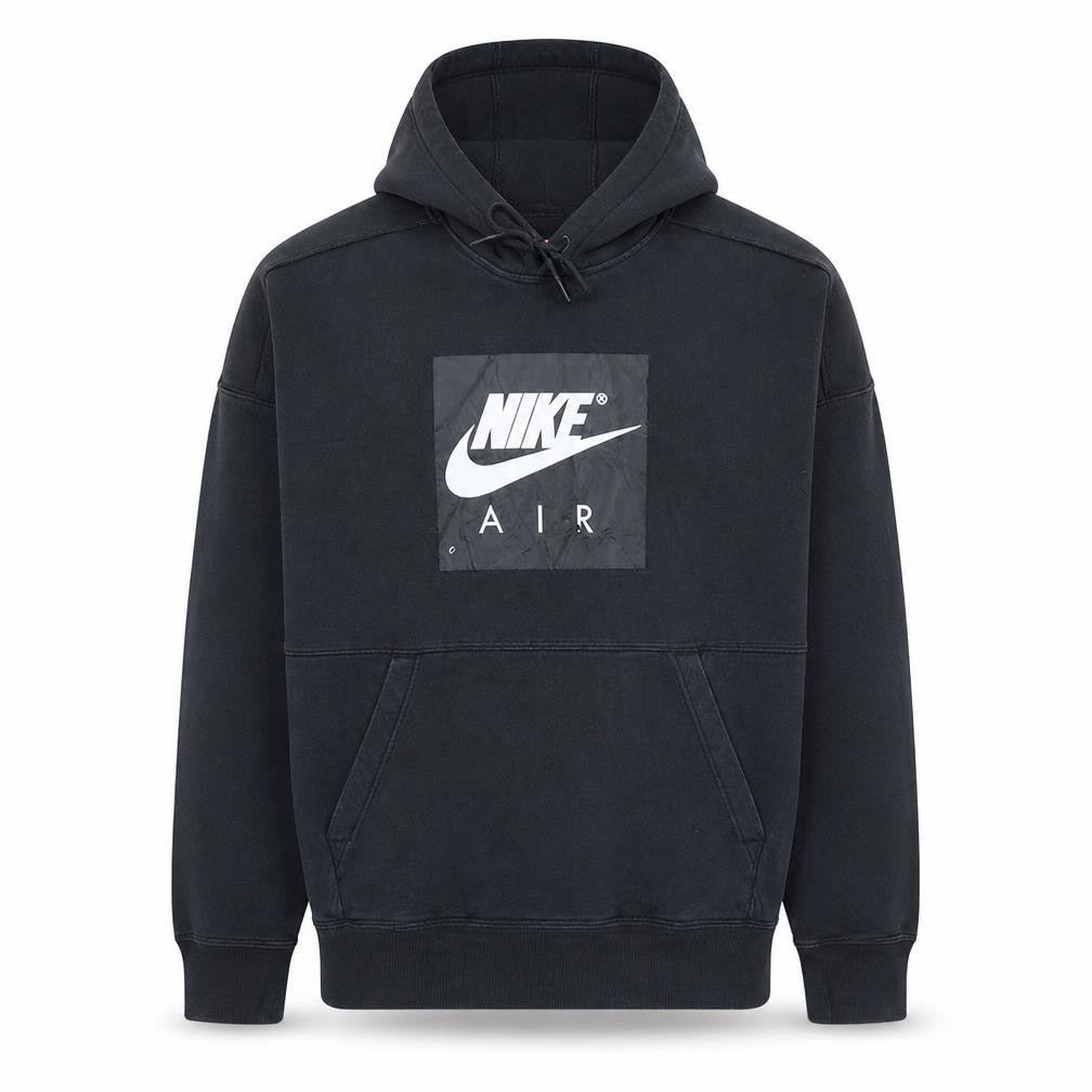 Front view of Nike Men's Black Pullover Hoodie M Logo Fleece Sweatshirt