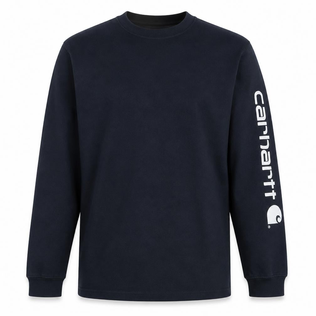 Front view of Carhartt Men's Black Long Sleeve Logo Pullover Sweatshirt L