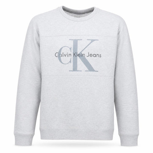 Calvin Klein Jeans Men's Grey Logo Crew Neck Cotton Sweatshirt L