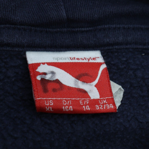 Puma Boys Navy Blue Pullover Hoodie Size 14 XL 154cm Cotton Blend Logo Print