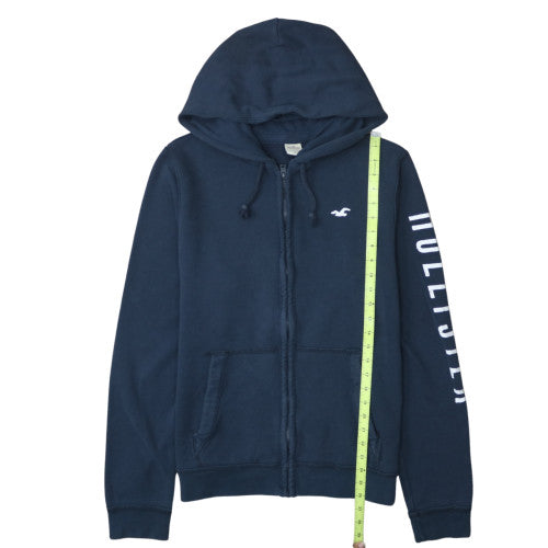 Hollister Men Blue Full Zip Hoodie XL Fleece Logo Cotton Blend