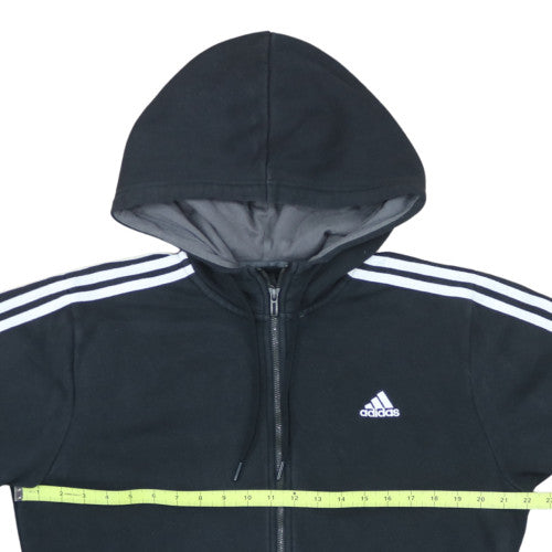 Adidas Mens Black Grey Full Zip Hoodie Size M Fleece Casual Hooded Sweatshirt