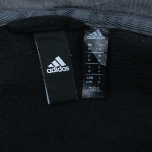 Adidas Mens Black Grey Full Zip Hoodie Size M Fleece Casual Hooded Sweatshirt