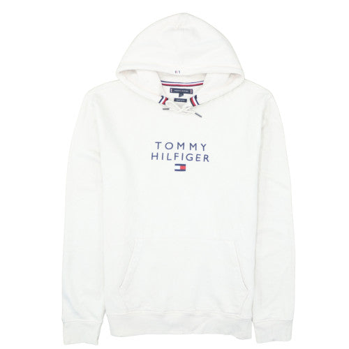 Tommy Hilfiger Men's White 2XL Pullover Hoodie with Logo