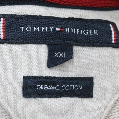 Tommy Hilfiger Men's White 2XL Pullover Hoodie with Logo