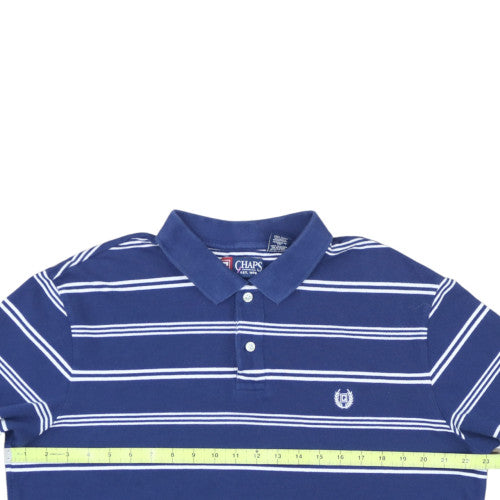Chaps Men's Blue Striped Polo Shirt XL 100% Cotton Classic Fit