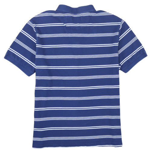 Chaps Men's Blue Striped Polo Shirt XL 100% Cotton Classic Fit