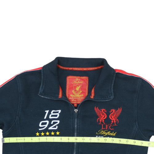 Liverpool FC Men's Navy Full Zip Sweatshirt Medium Embroidered Anfield Design