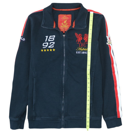 Liverpool FC Men's Navy Full Zip Sweatshirt Medium Embroidered Anfield Design
