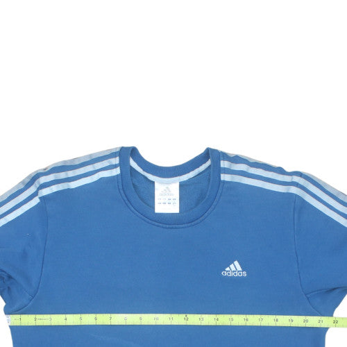 Adidas Boys Blue Crew Neck Pullover Sweatshirt Size M Classic Logo