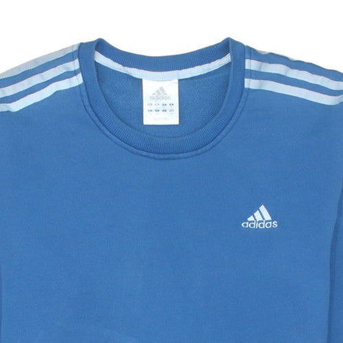 Adidas Boys Blue Crew Neck Pullover Sweatshirt Size M Classic Logo