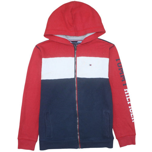 Tommy Hilfiger Teens Red Blue Full Zip Hoodie XL (20) Cotton Blend