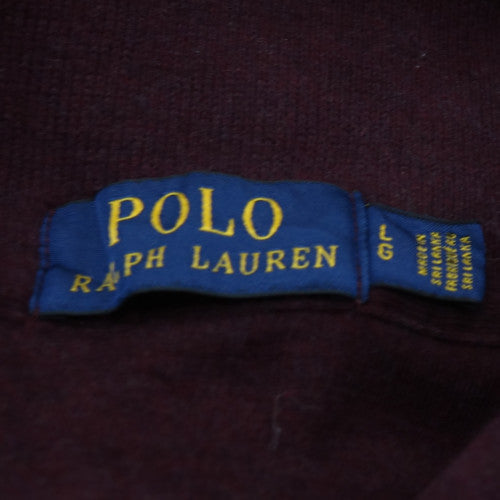 Polo Ralph Lauren Men's Purple Cotton Shawl Neck Jumper Size L