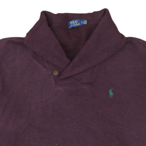 Polo Ralph Lauren Men's Purple Cotton Shawl Neck Jumper Size L