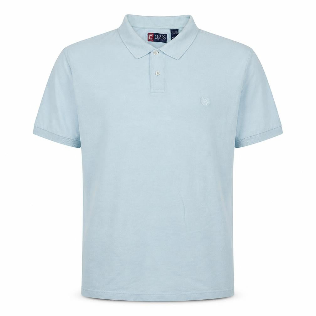 Front view of Chaps Men’s Light Blue Classic Fit Cotton Polo Shirt XL