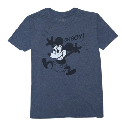 Disney Women's Blue Mickey Mouse Oh Boy! Graphic T-Shirt Size L