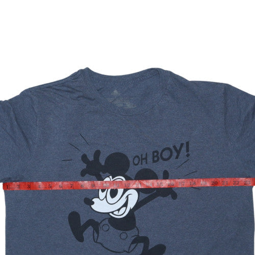 Disney Women's Blue Mickey Mouse Oh Boy! Graphic T-Shirt Size L
