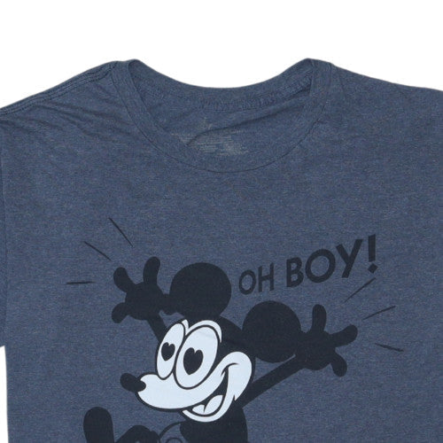 Disney Women's Blue Mickey Mouse Oh Boy! Graphic T-Shirt Size L