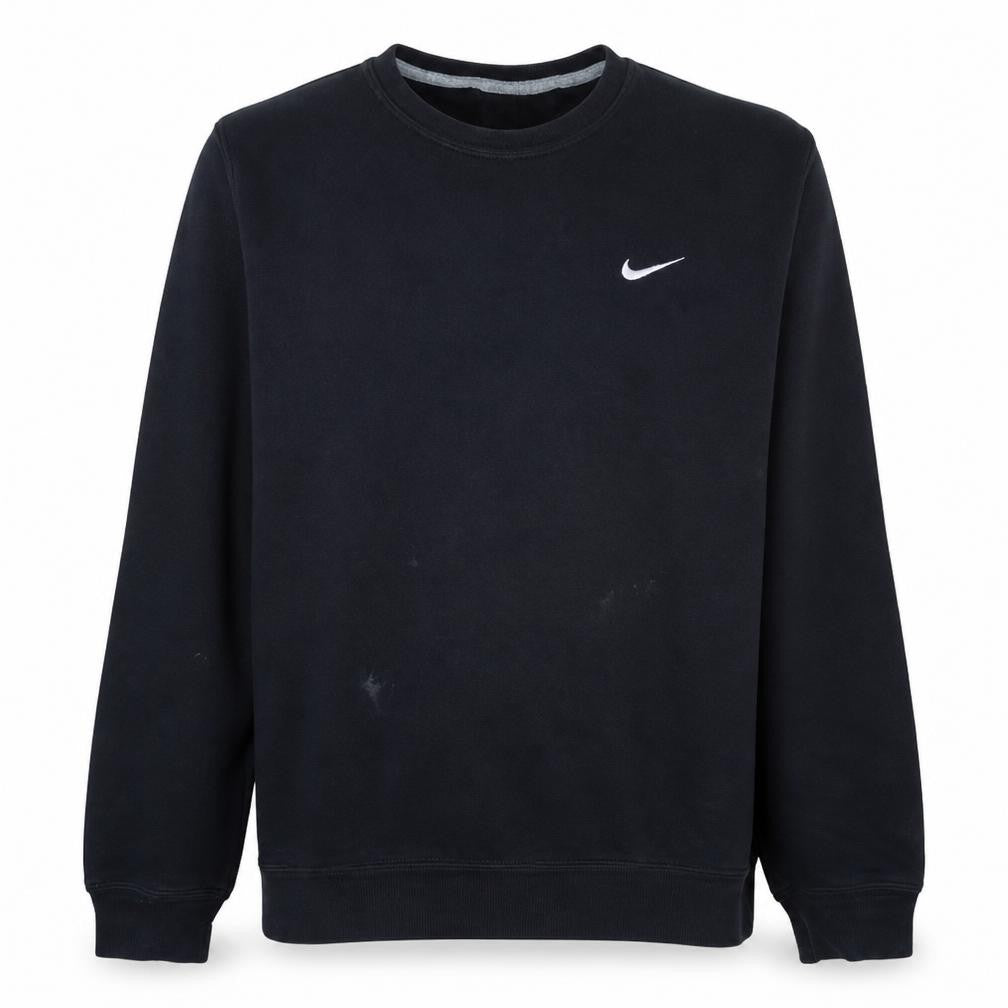 Front view of Nike Men's Black Pullover Crew Neck Sweatshirt L Regular Fit