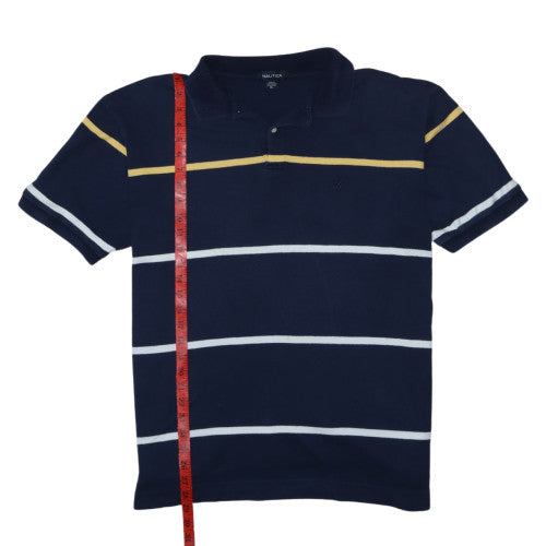 Nautica Men's Blue Striped Cotton Polo Shirt XL Regular Fit