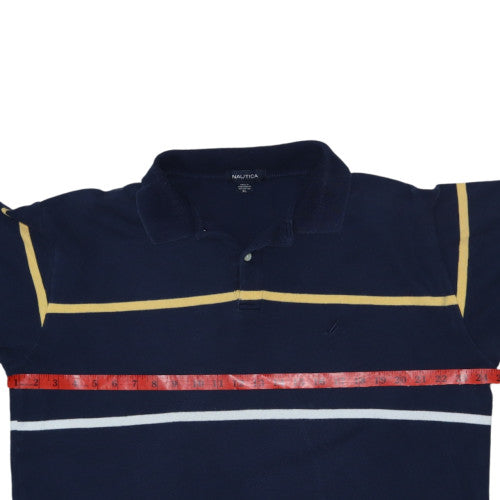 Nautica Men's Blue Striped Cotton Polo Shirt XL Regular Fit