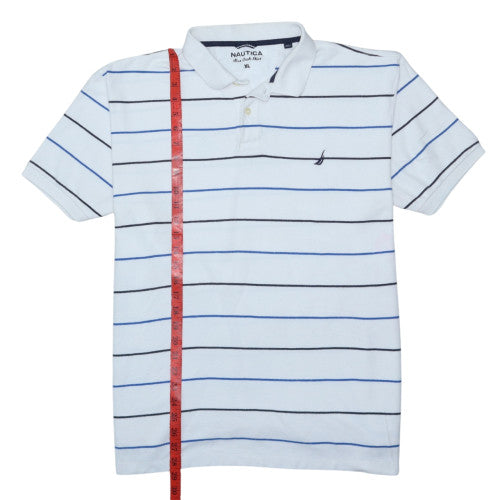 Nautica Men's White Striped Cotton Polo Shirt XL