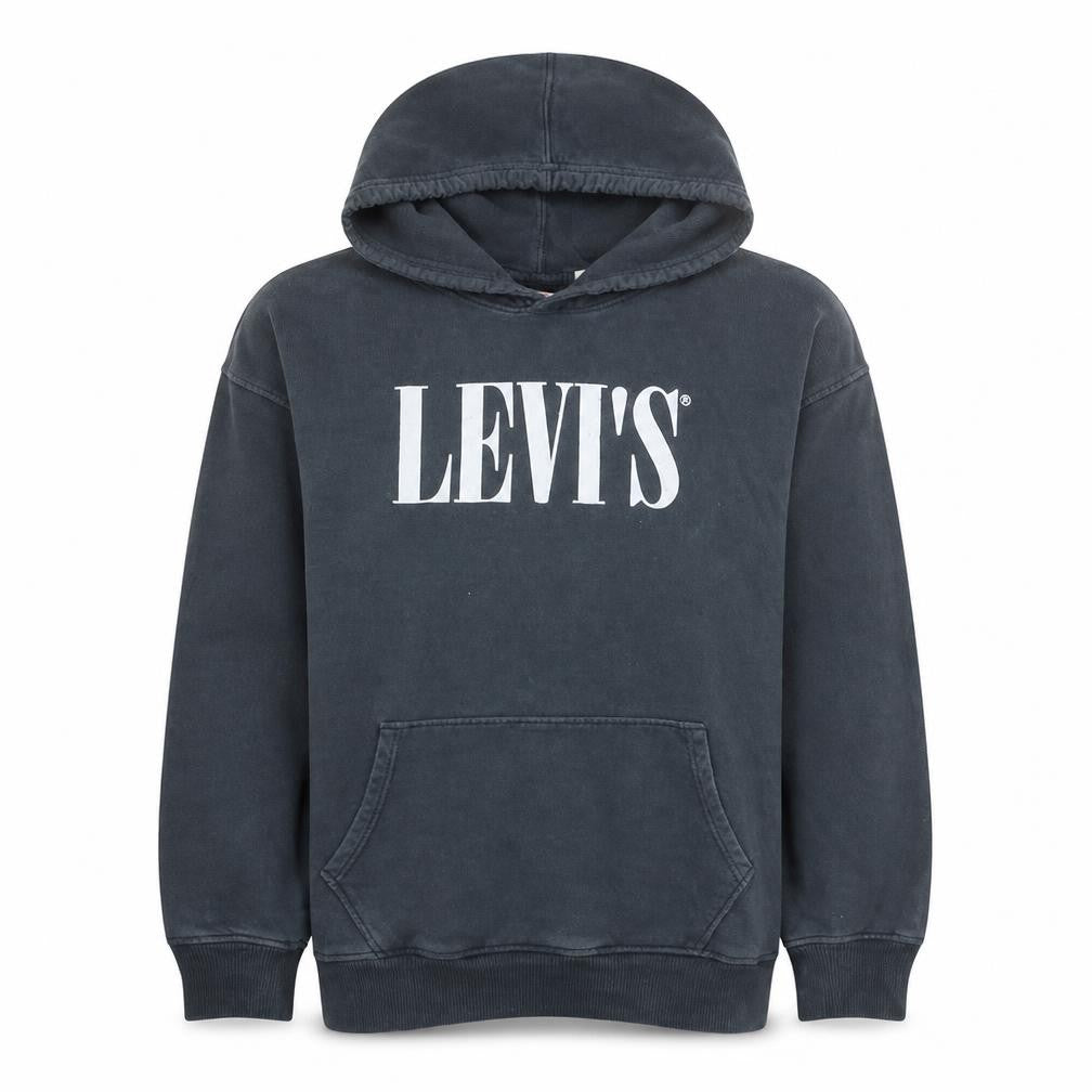 Front view of Levi's Men's Black Relaxed Fit Pullover Hoodie, size L