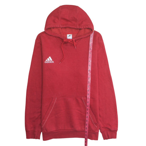 Adidas Mens Red Pullover Hoodie L Fleece Sweatshirt Classic Style