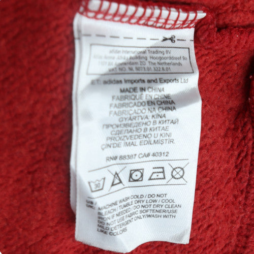 Adidas Mens Red Pullover Hoodie L Fleece Sweatshirt Classic Style